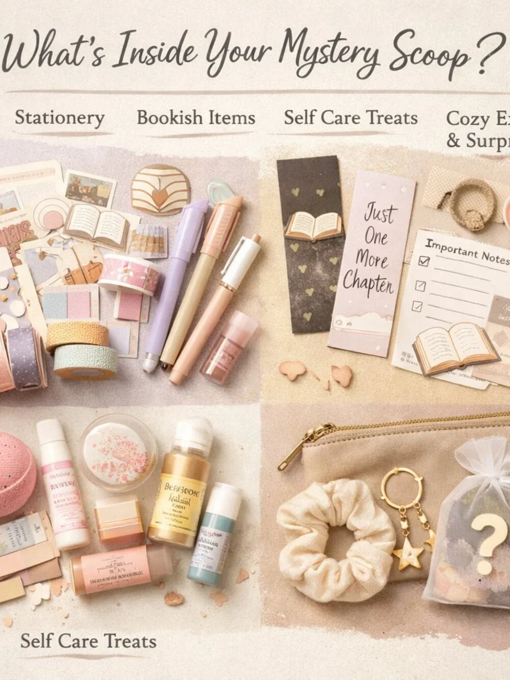 Stationery Mystery Scoop | Bookish Bundle Surprise, Self-Care Grab Bag